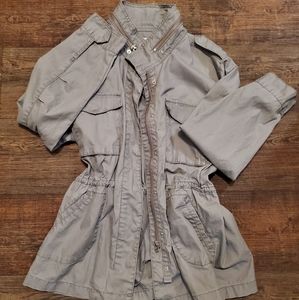 Kensie Grey Anorak Cotton Utility Jacket